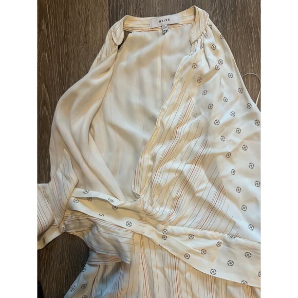 Reiss Beth Print Halter Wrap Mini Dress Ivory Size 2 - Picture 10 of 11
